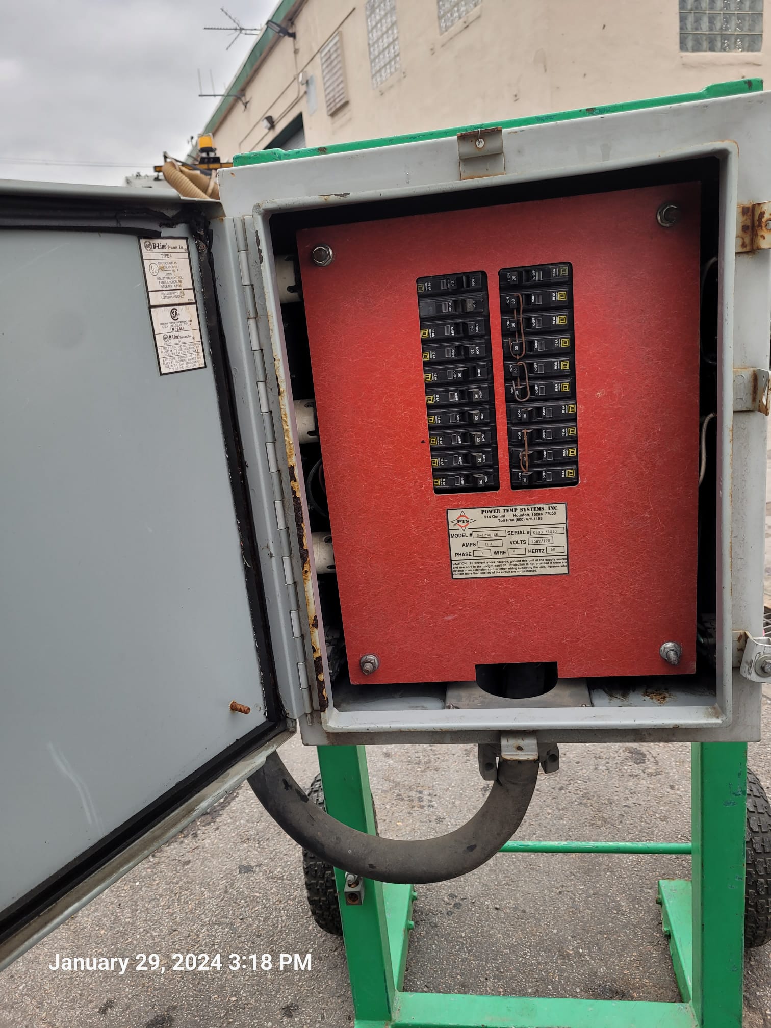 Power Temp Systems P-125Q-SR Portable Power Distribution Cart