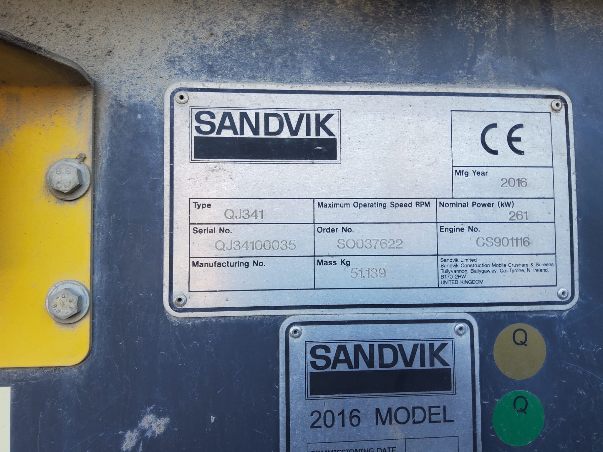 2016 Sandvik QJ341 Mobile Jaw Crusher