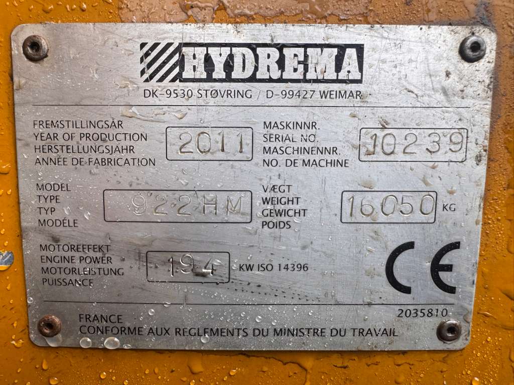 2011 Hydrema 922HM Articulated Dump Truck