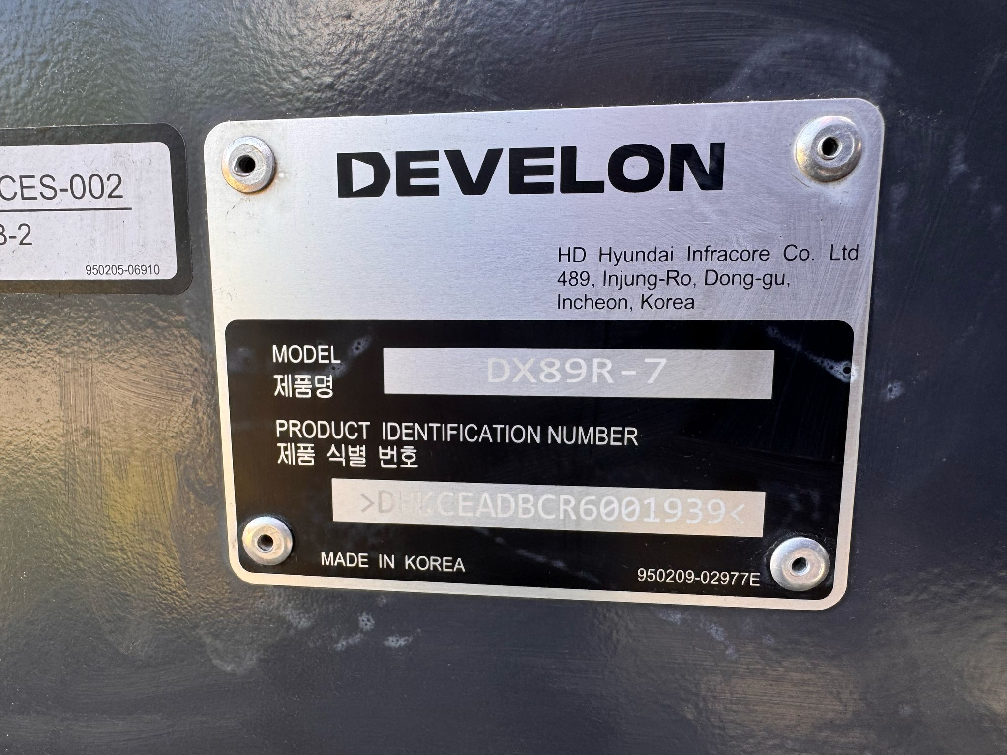 2026 Develon DX89R-7 Mini Excavator