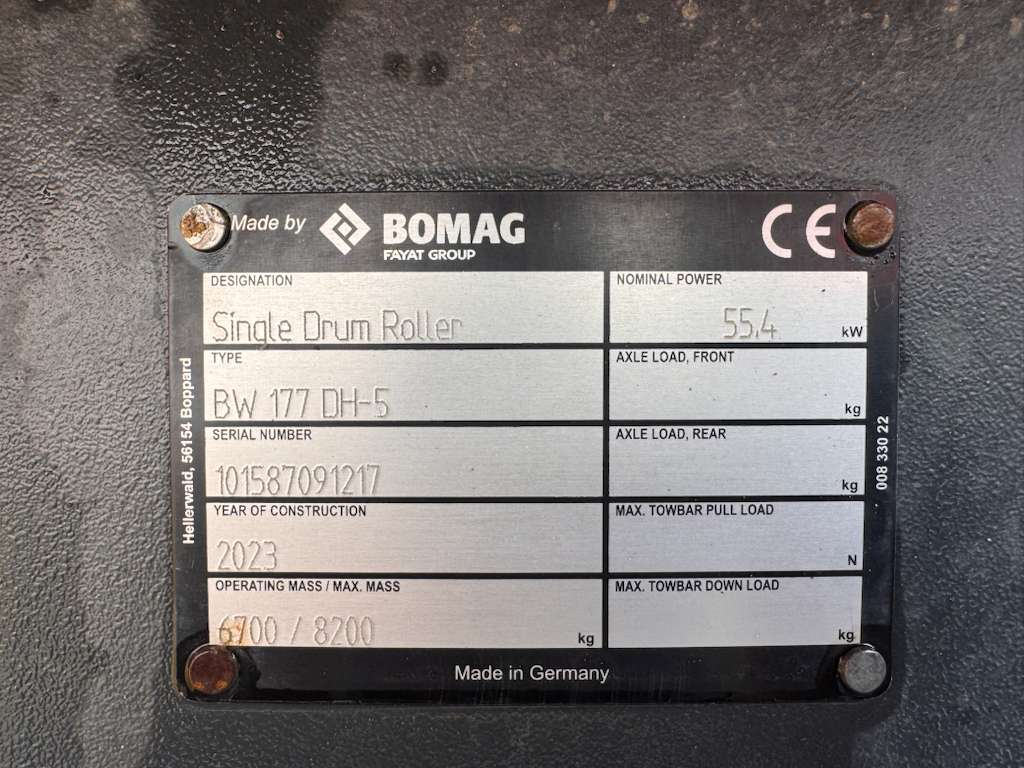 2023 Bomag BW177DH-5 Smooth Drum Vibratory Roller