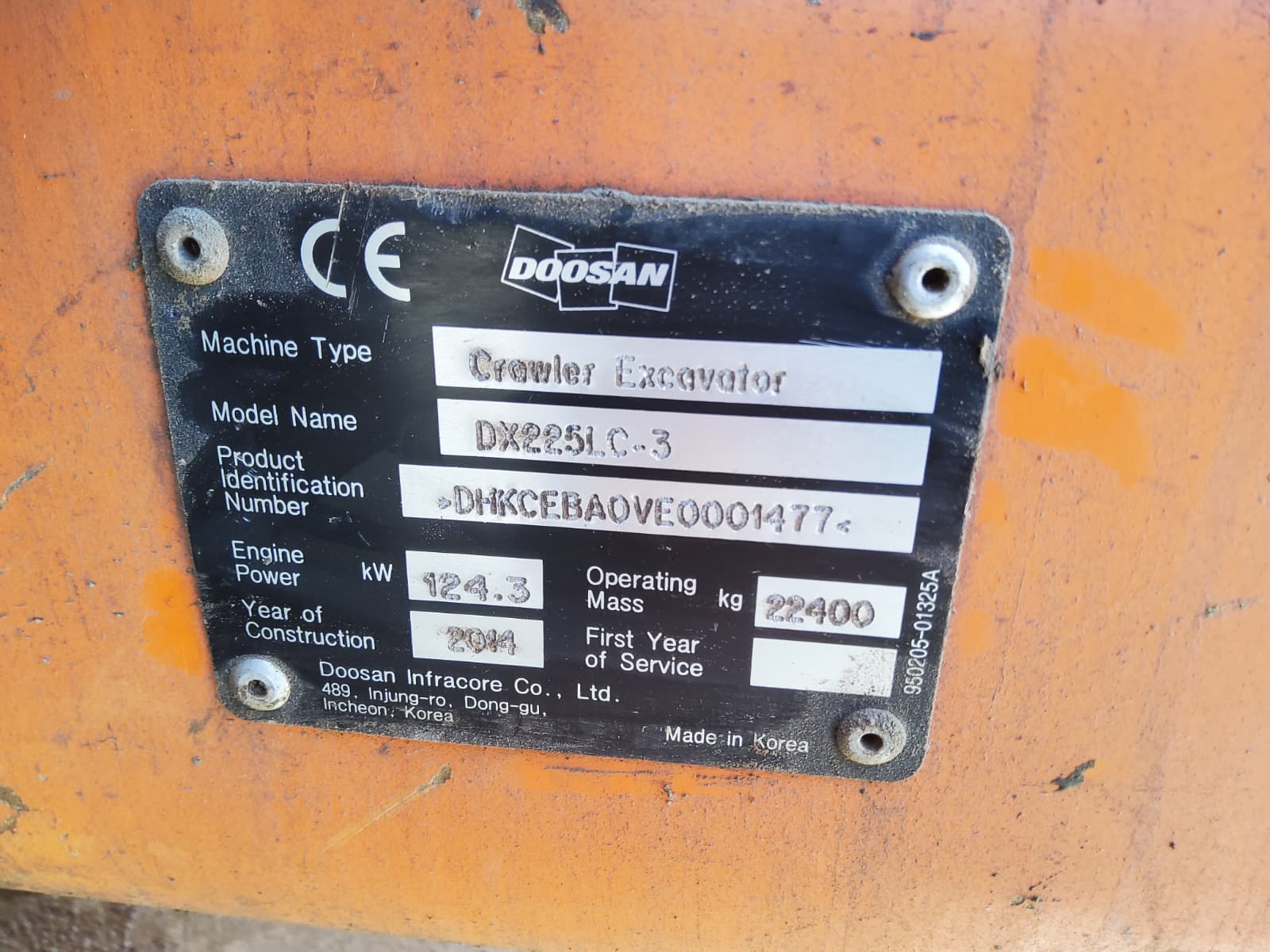 2014 Doosan DX225LC-3 Excavator