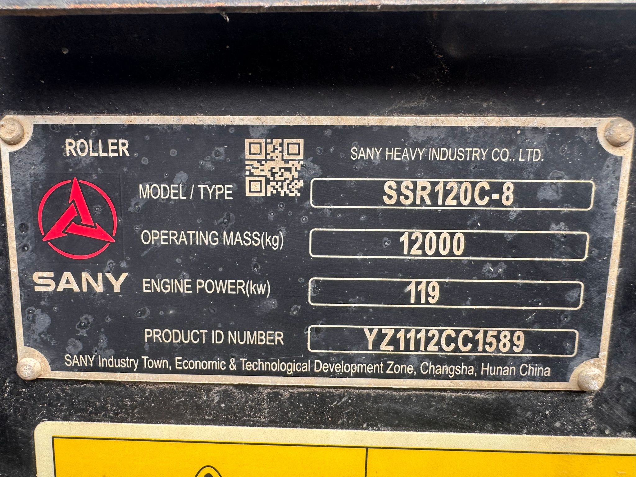 2022 Sany SSR120C-8 Single Drum Roller-Padfoot