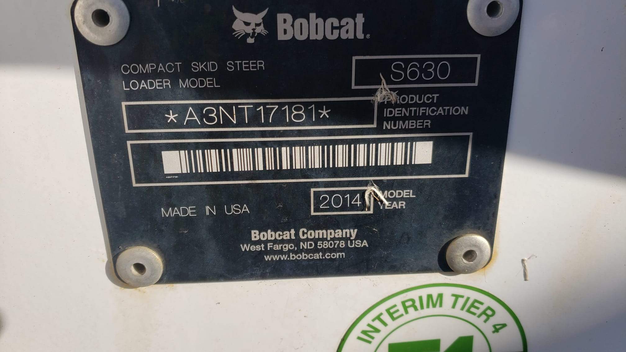 2013 Bobcat S630 Skid Steer