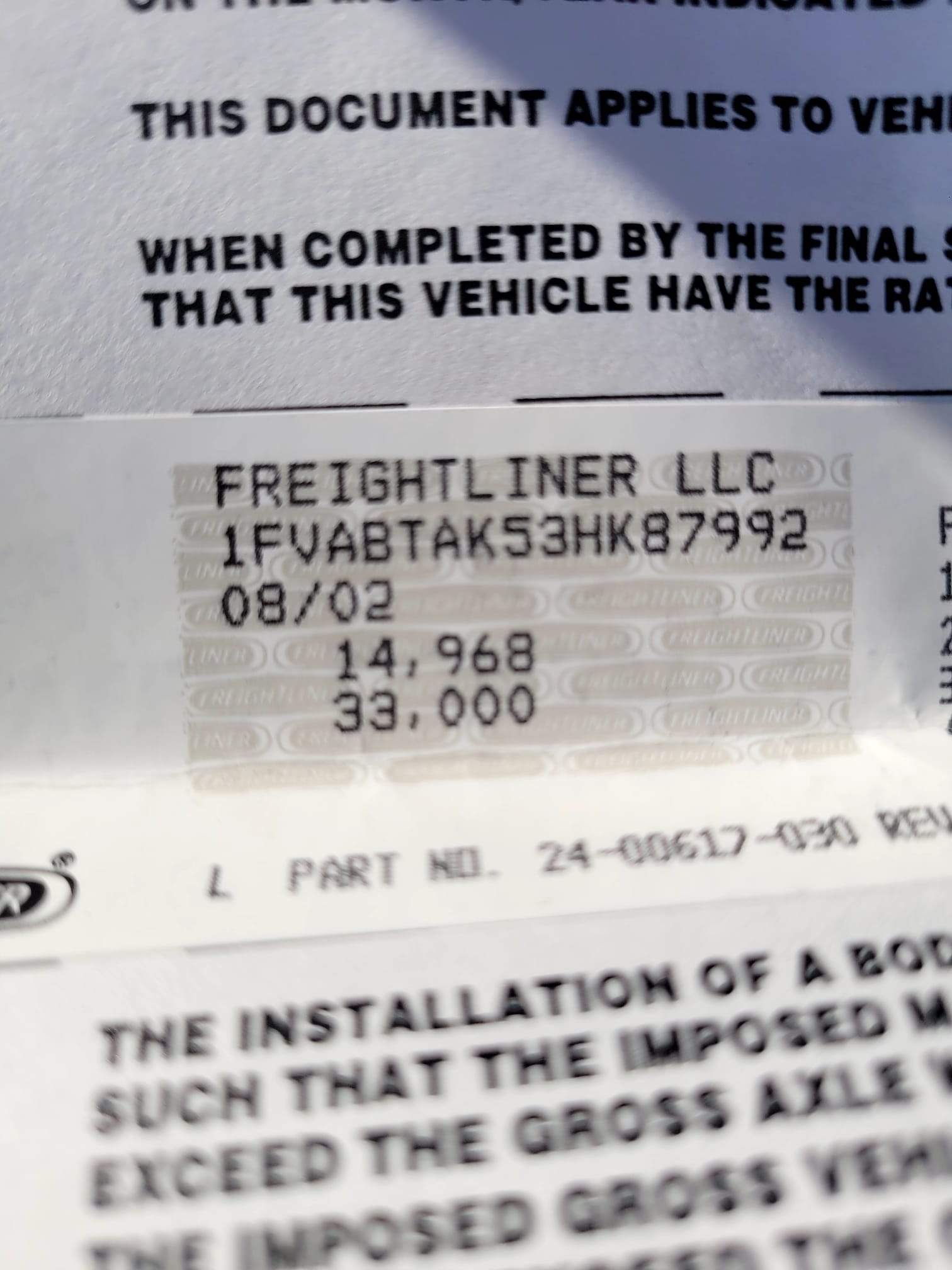 2002 Freightliner FL70 2,800 Gal Fuel/Oil Delivery Truck