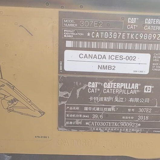 2018 CAT 307E2 Mini Excavator