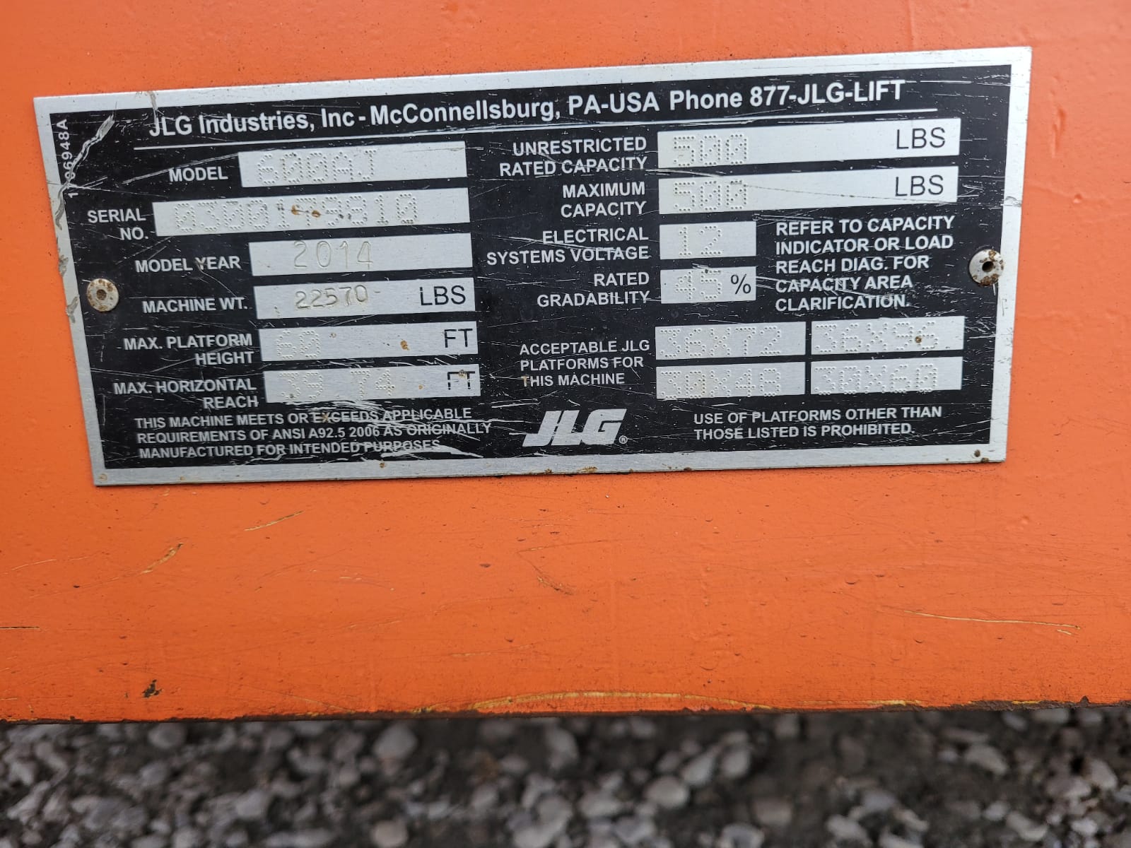 2014 JLG 600AJ Articulating Boom Lift