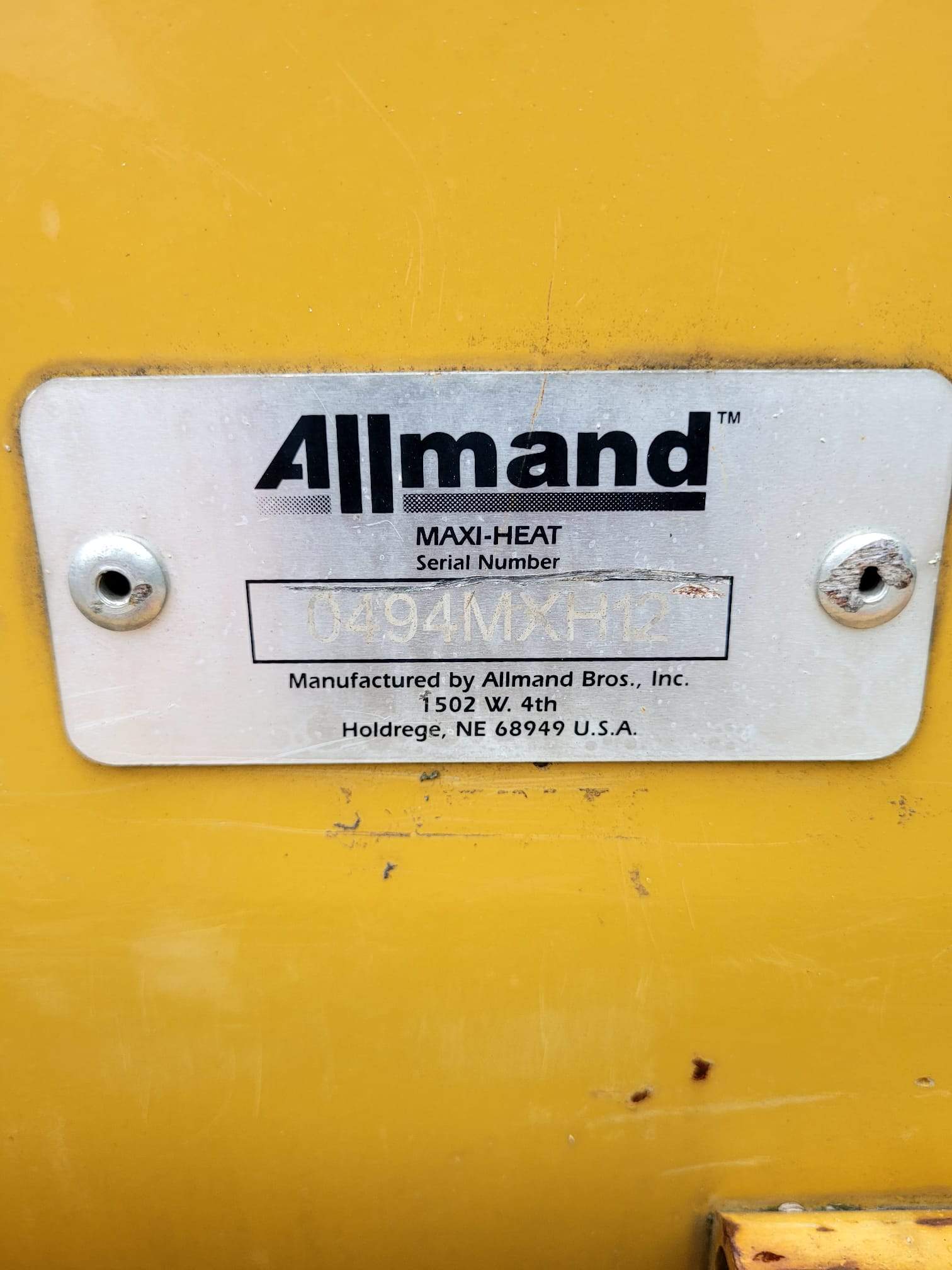 2011 Allmand Maxi Heat MH1000 Portable Heater-Hours: 5,589