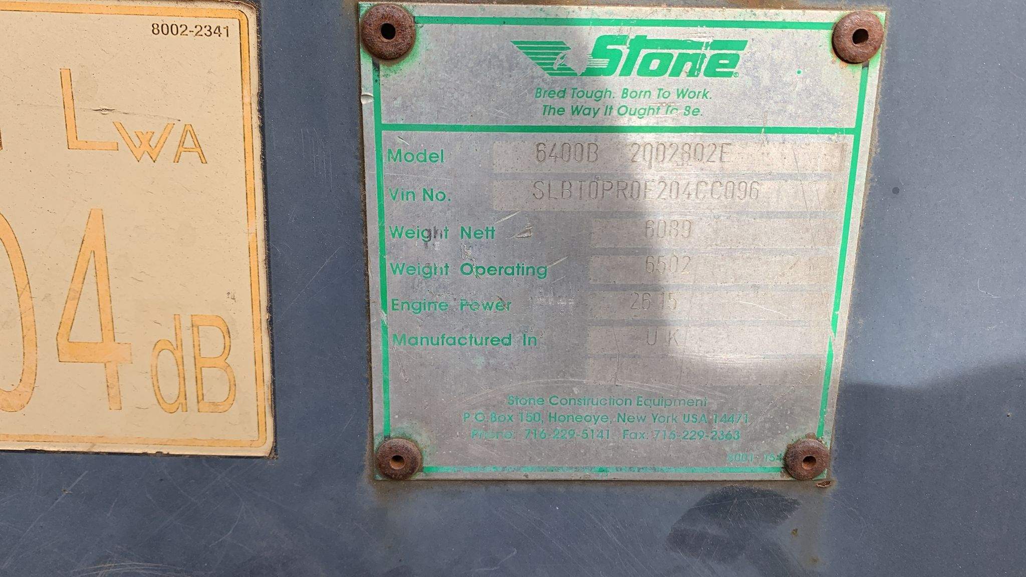 1998 Stone Wolfpac 6400B Vibratory Asphalt Roller