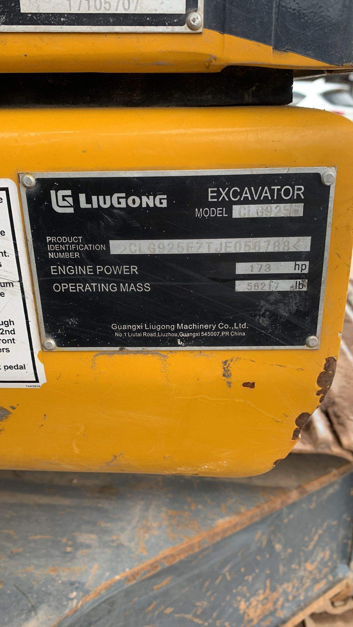 2018 LiuGong 925E Excavator