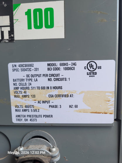 Ametek AC500 600HG-24G Industrial Grade Forklift Battery Charger Controller