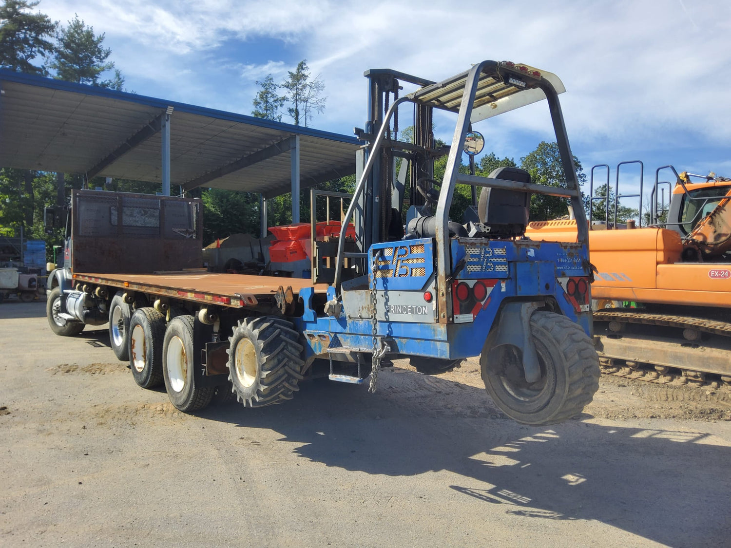 2004 Volvo VHD Flatbed with Princeton PB50 Truck Mounted Forklift