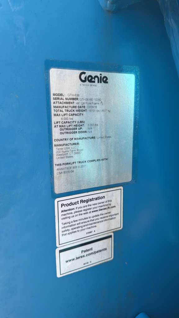 2016 Genie GTH-636 Telehandler