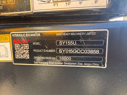 2022 Sany SY155U Excavator