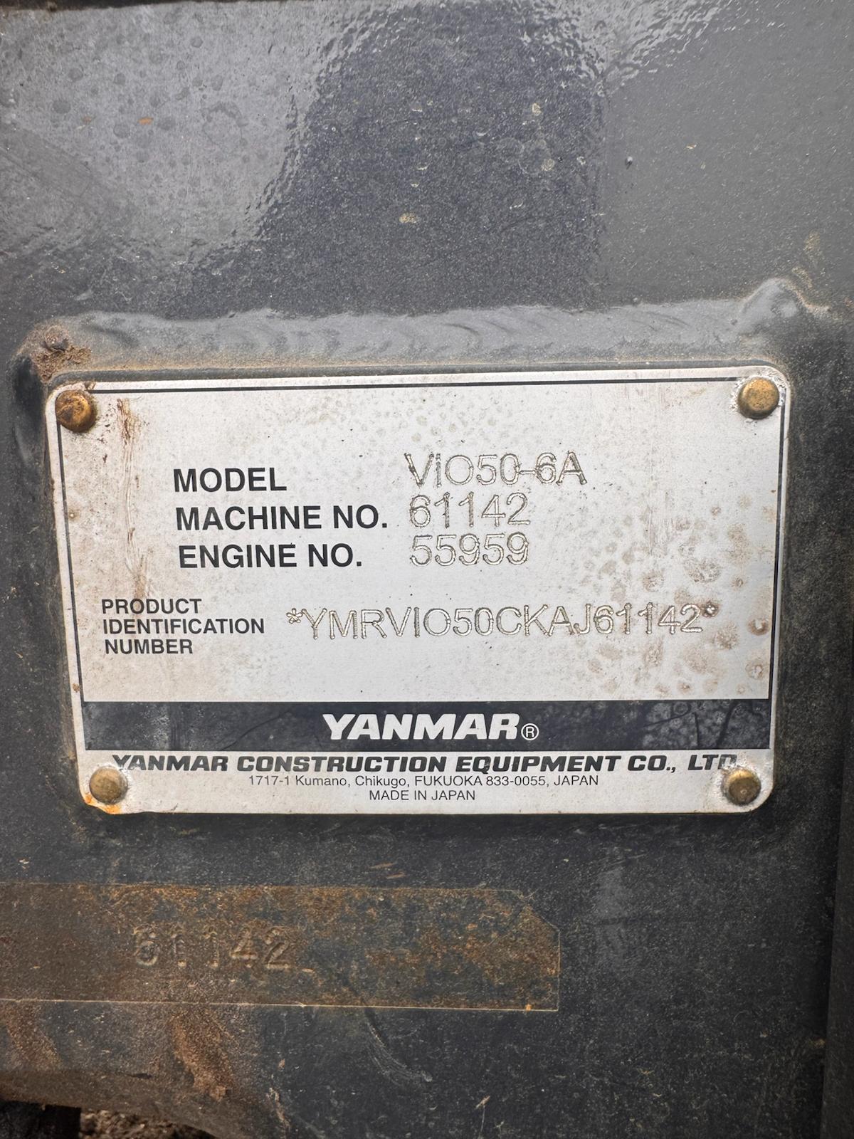 2019 Yanmar Vio50-6A Mini Excavator