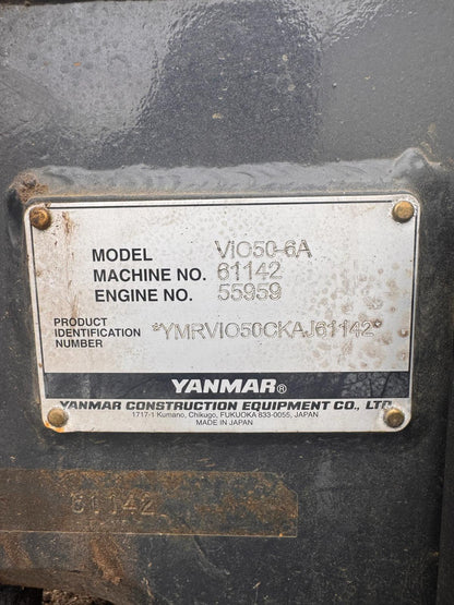 2019 Yanmar Vio50-6A Mini Excavator