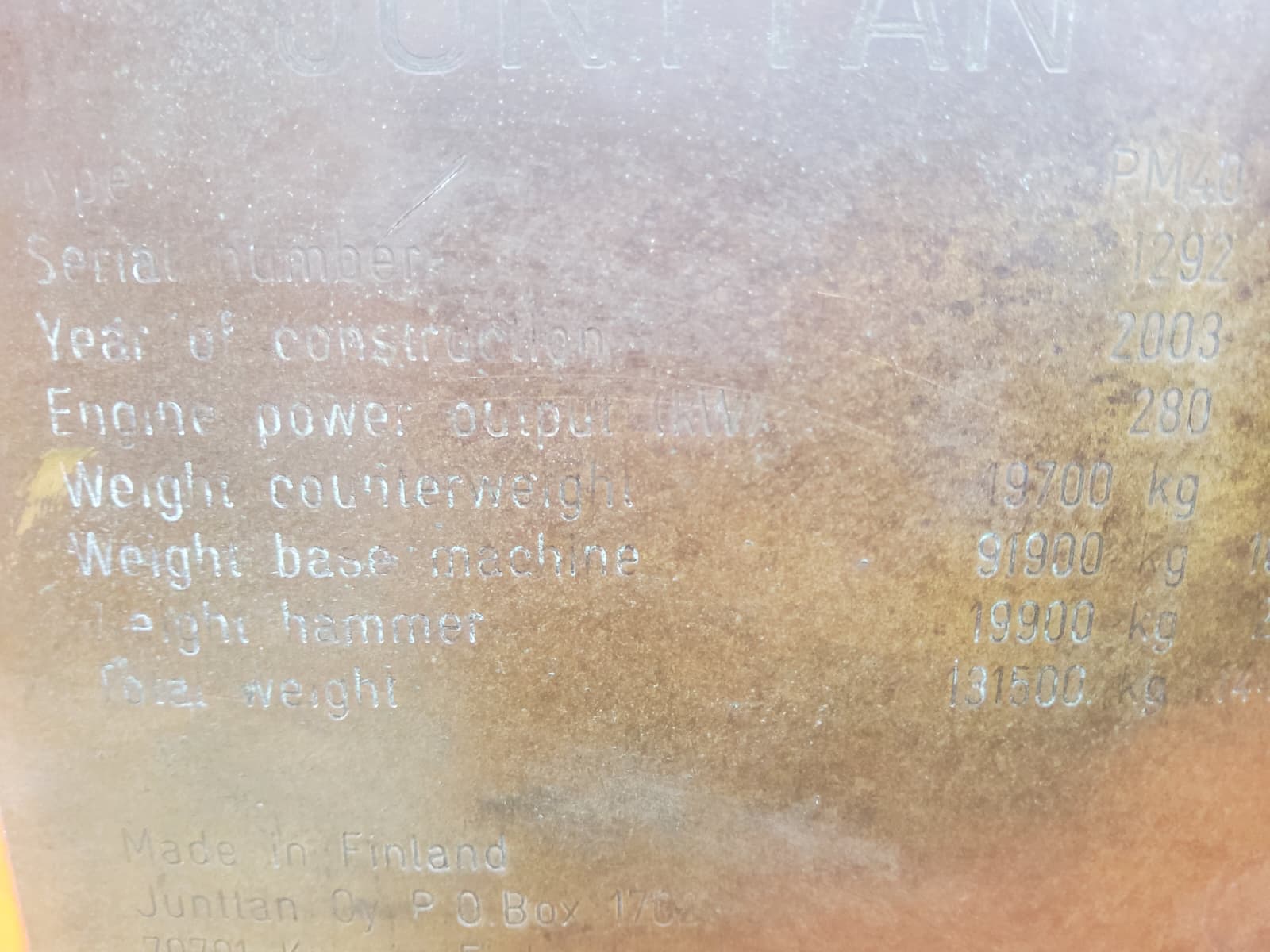 2003 Junttan PM40 Piling Rig