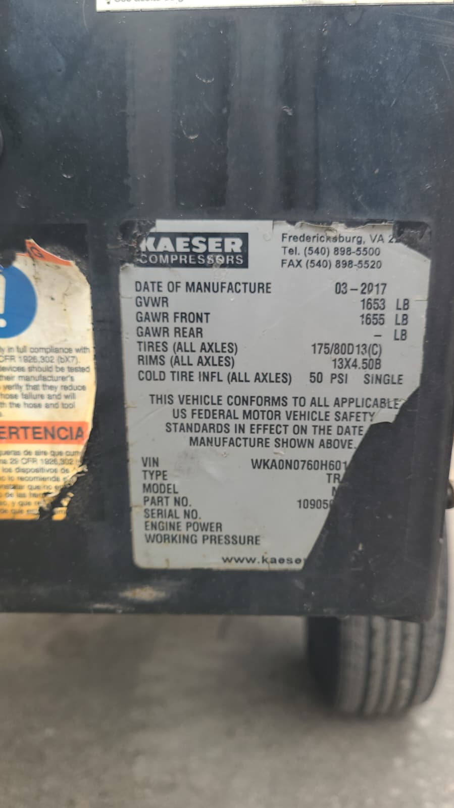 2017 Kaeser M50 Towable Air Compressor