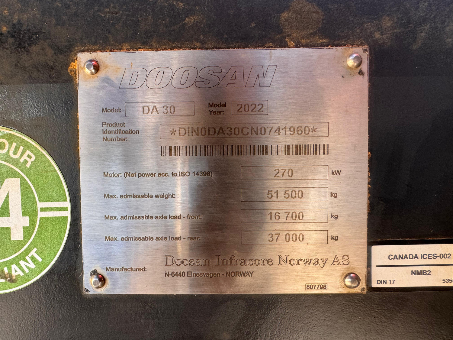 2022 Doosan DA30 Articulated Dump Truck