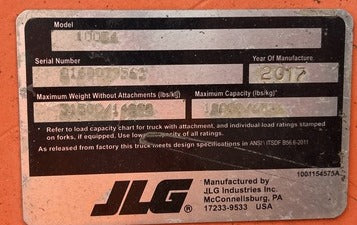 2017 JLG 10054 Telehandler