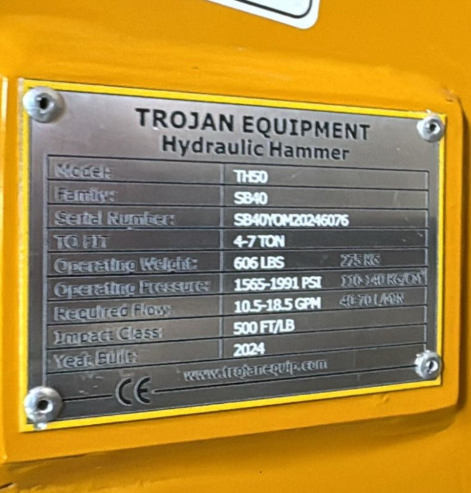 2024 Unused Trojan TH50 Hydraulic Breaker