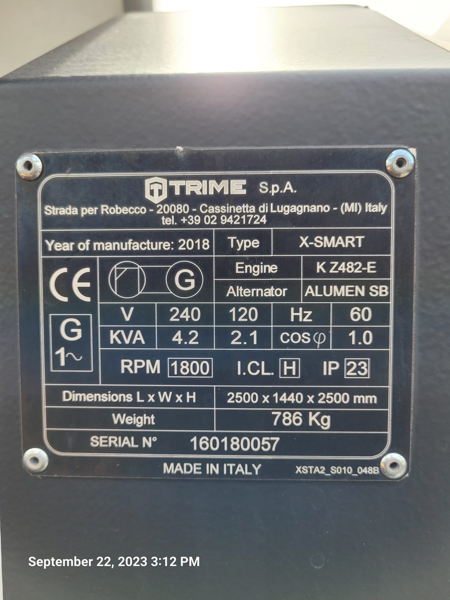 2017 Trime X-Smart Towable Light Tower -Hours: 1088